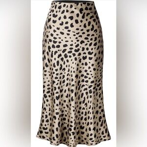 Leopard Print Satin Skirt